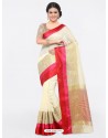 Off White Cotton Silk Jacquard Saree