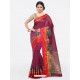 Deep Wine Cotton Silk Jacquard Saree