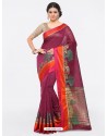 Deep Wine Cotton Silk Jacquard Saree