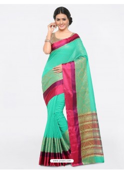 Jade Green Cotton Silk Jacquard Saree