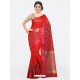 Tomato Red Cotton Silk Jacquard Saree