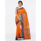 Orange Cotton Silk Jacquard Saree