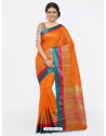 Orange Cotton Silk Jacquard Saree