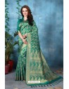 Teal Banarasi Silk Saree