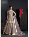 Grey Net Embroidered Floor Length Suit