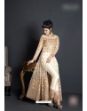 Off White Net Embroidered Floor Length Suit