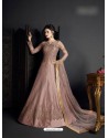 Dusty Pink Net Embroidered Floor Length Suit