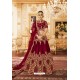 Wine Silk Embroidered Lehenga Choli