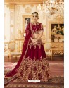 Wine Silk Embroidered Lehenga Choli