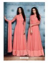 Peach Georgette Embroidered Floor Length Suit