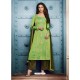 Parrot Green Silk Embroidered Suit