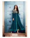 Tealblue Georgette Embroidered Floor Length Suit
