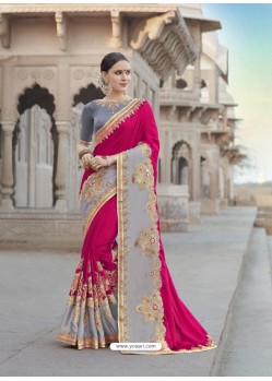 Fuchsia Georgette Silk Saree