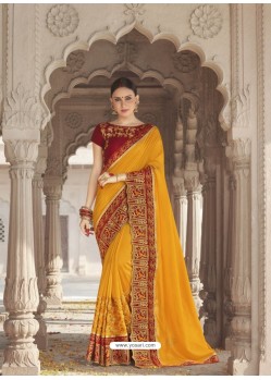 Yellow Georgette Silk Saree