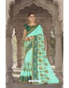 Aqua Mint Georgette Silk Saree