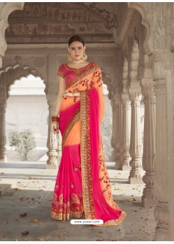 Fuchsia Georgette Silk Designer Saree