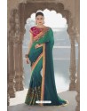 Tealblue Georgette Silk Saree