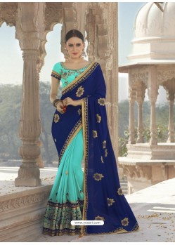 Sky Blue Georgette Silk Saree