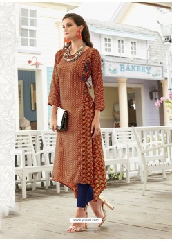 Rust Poly Cotton Kurti