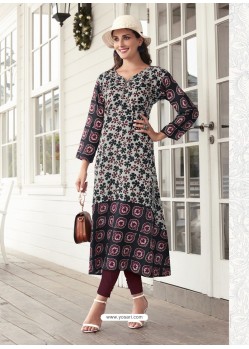 Peacock Blue Poly Cotton Kurti