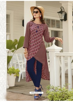 Deep Wine Poly Cotton Kurti