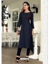 Navy Blue Poly Cotton Kurti