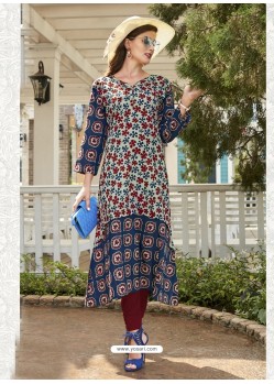 Dark Blue Poly Cotton Kurti