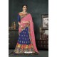 Blue Banarasi Silk Lehenga Style Saree
