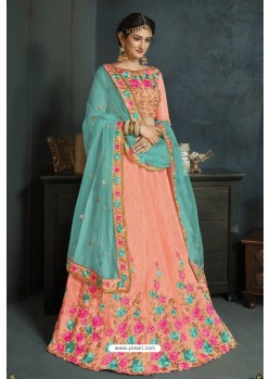 Baby Pink Banarasi Silk Lehenga Style Saree