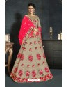 Taupe Banarasi Silk Lehenga Style Saree