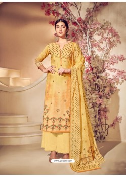 Yellow Cotton Digital Printed Suit