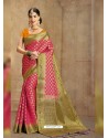 Fuchsia Nylon Soft Silk Jacquard Saree