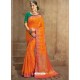 Orange Nylon Soft Silk Jacquard Saree