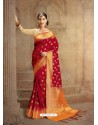 Crimson Nylon Soft Silk Jacquard Saree