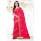 Fuchsia Faux Silk Embroidered Saree