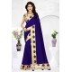 Blue Faux Georgette Embroidered Saree