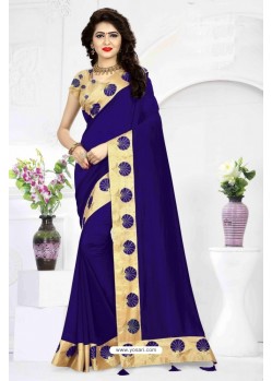 Blue Faux Georgette Embroidered Saree