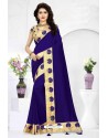 Blue Faux Georgette Embroidered Saree