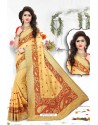 Beige Marble Chiffon Embroidered Saree