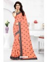 Orange Silk Chiffon Embroidered Saree