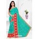 Aqua Mint Faux Silk Embroidered Saree