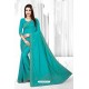 Turquoise Silk Embroidered Saree