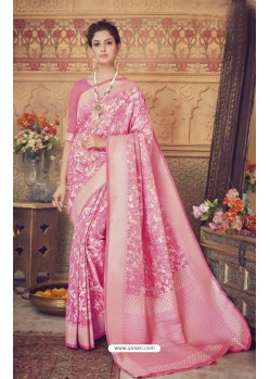 Light Pink Silk Jacquard Saree