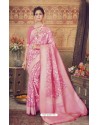 Light Pink Silk Jacquard Saree