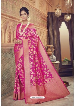 Pink Silk Jacquard Saree