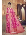 Pink Silk Jacquard Saree