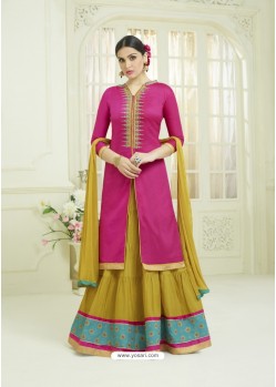 Pink Pure Cotton Embroidered Lehenga Suit