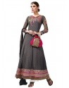 Grey Hand Embroidery Work Anarkali Suit