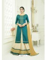 Teal Pure Cotton Embroidered Lehenga Suit