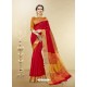 Red Cotton Handloom Silk Woven Work Saree